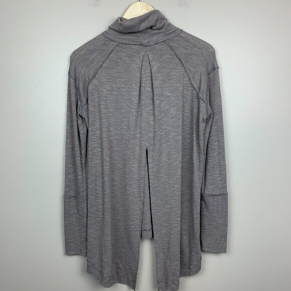 We the Free Taupe Heavy Knit Split Back Oversized Turtleneck Top Small - Picture 7 of 8